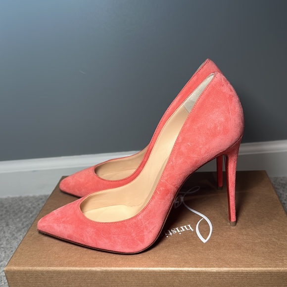Christian Louboutin Suede Pigalle Coral Pink size 38 - Picture 3 of 6